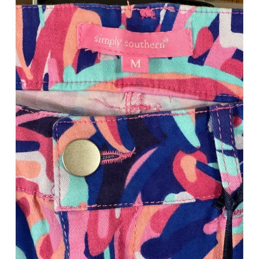 SIMPLY SOUTHERN‎ Flashy Hi-Rise Cropped Pants Medium "Rainforest" Multicolor NWT - Picture 4 of 16